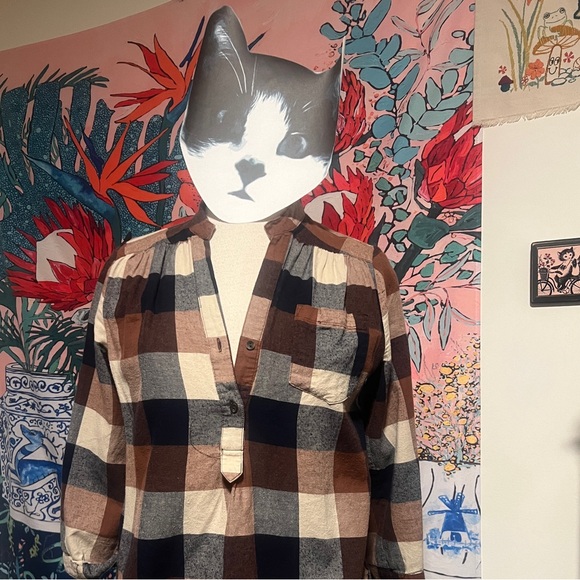 A Fall Essential. Brown Plaid Tunic – Size M - Picture 1 of 5